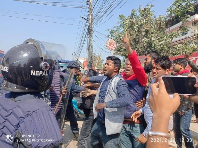 प्रधानमन्त्री केपी  ओलीविरुद्ध विराटनगरमा जुलुस