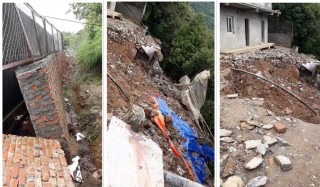 निर्माण कम्पनीकै लापरवाहीका कारण ट्रिटमेन्ट प्लान्टको कम्पाउण्ड वाल भत्कियो