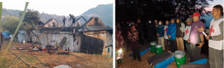 विद्युत सट हुँदा बाम्राङमा तीन घर जल्यो