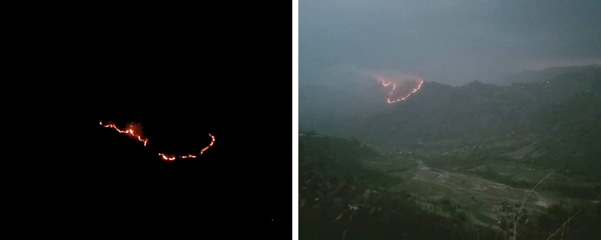रावाबेँसी र केपिलासगढीका सामुदायीक वनमा भिषण डढेलो