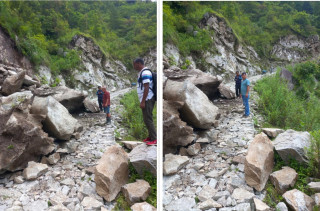 भीरपानीमा पहिरो खस्दा माक्पा–दुबेकोल सडक अवरुद्ध