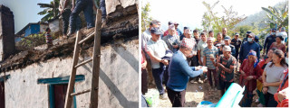 आगलागीबाट बिस्थापित परिवारलाई प्रशासन र रेडक्रसको राहत