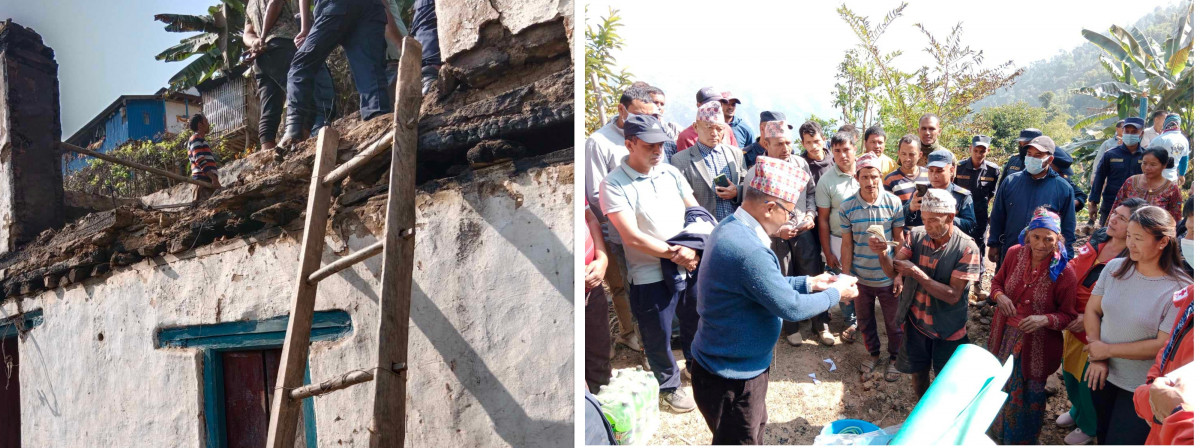 आगलागीबाट बिस्थापित परिवारलाई प्रशासन र रेडक्रसको राहत