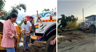 नगरपालिकाले साङ्लोले बाँधेर राखेको रोलर रातारात साकेला पुर्‍याइयो